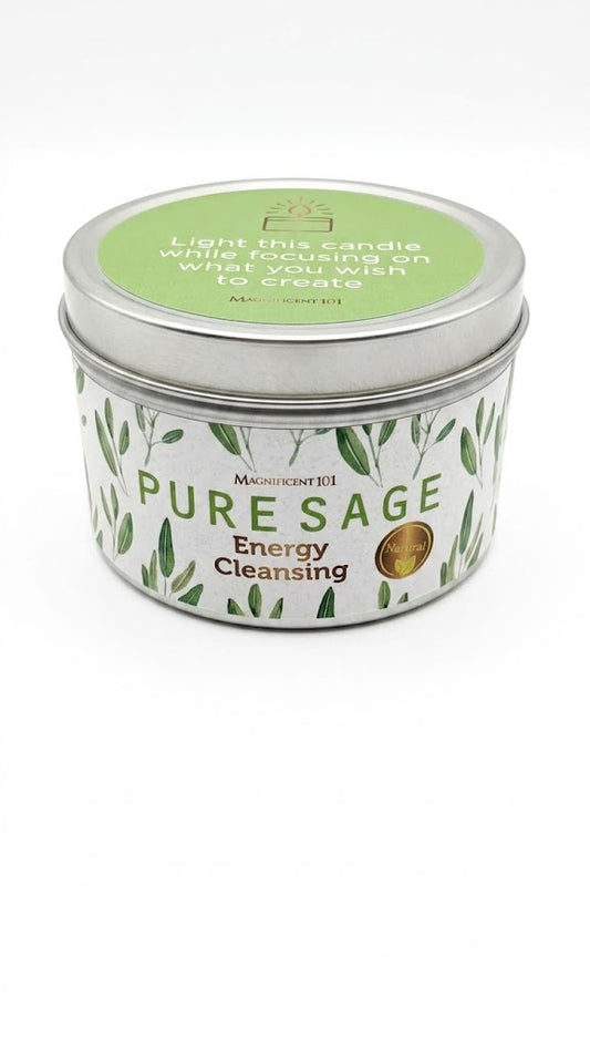 Pure Sage Energy Cleansing Candle, White Sage Soy Wax Aromatherapy (6 oz Tin) | Zebaish Wigs & Extensions