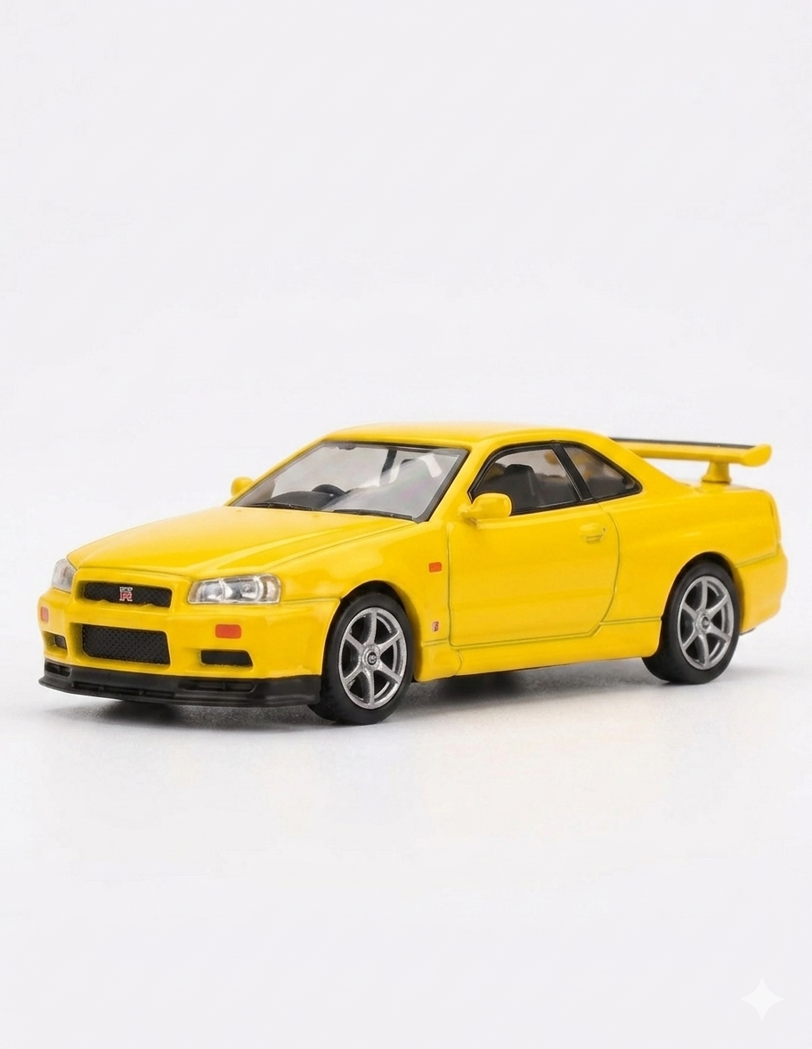 MINI GT Nissan Skyline GT-R R34 V-Spec Lightning Yellow Mijo Exclusive 1:64 762