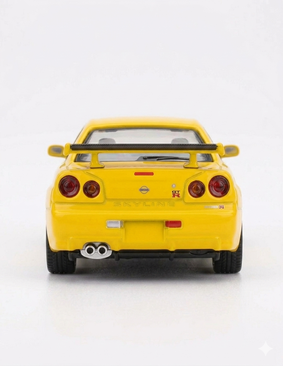 MINI GT Nissan Skyline GT-R R34 V-Spec Lightning Yellow Mijo Exclusive 1:64 762