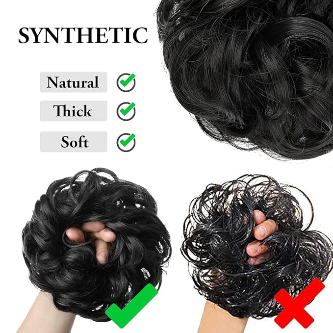 Dark Brown Messy Srunchy Bun Hair Piece for Thin Hair Women Synthetic Chignon | Zebaish Wigs and Extensions