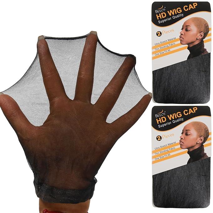 ZEBAISH Skinlike HD Wig Cap, Pack Of 5 Invisible and Sheer Breathable Ultra-thin Stretchy Stocking Caps Black Colour | Zebaish Wigs & Extensions