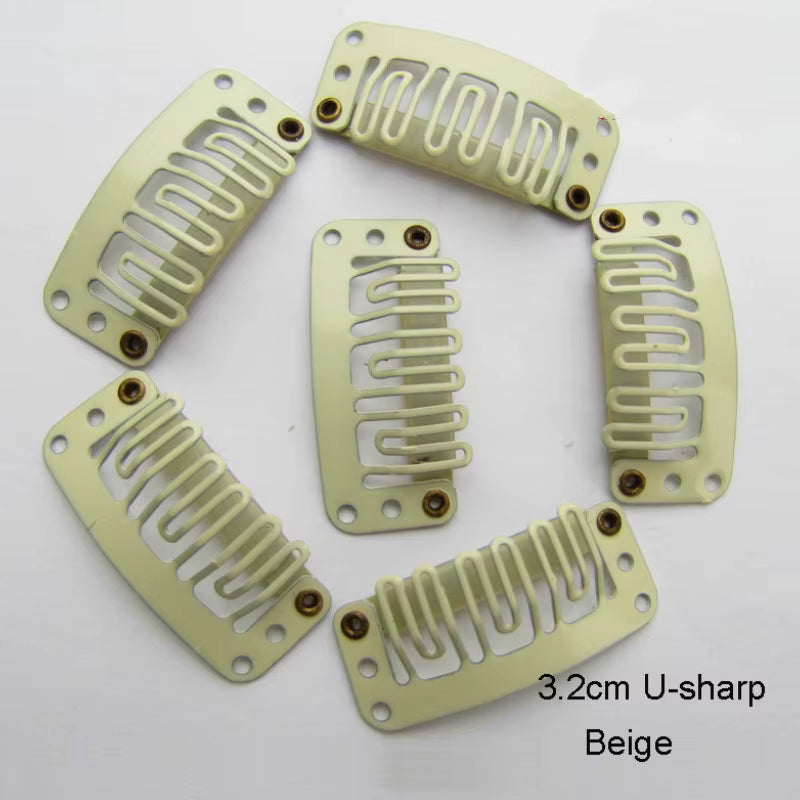 Zebaish U Shape Beige Metal Clips pack of 5 For Hair Extensions,Toppers And Wigs | Zebaish Wigs & Extensions
