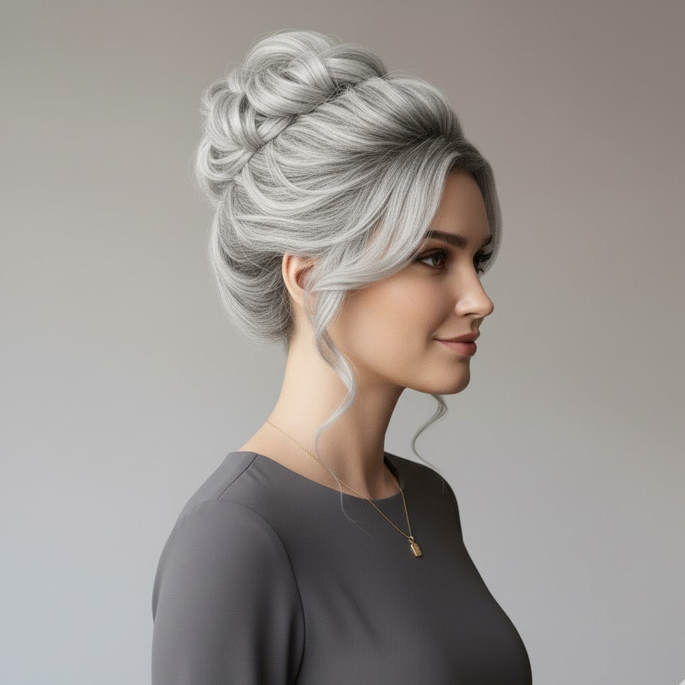 Silver Grey Messy Srunchy Bun Hair Piece for Thin Hair Women Synthetic Chignon | Zebaish Wigs & Extensions