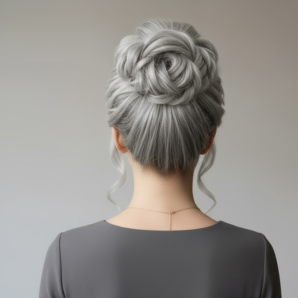 Silver Grey Messy Srunchy Bun Hair Piece for Thin Hair Women Synthetic Chignon | Zebaish Wigs & Extensions