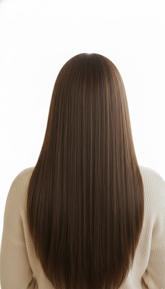 Smokey Walnut Fixed Parting Lace Wig 30" Long Straight Hair For Women Synthetic Hair | Zebaish Wigs & Extensions