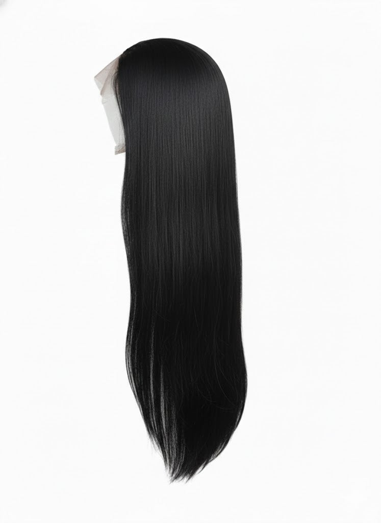 13*4 Black Front Lace Wig 32" Long Straight Synthetic Hair By Zebaish | Zebaish Wigs & Extensions