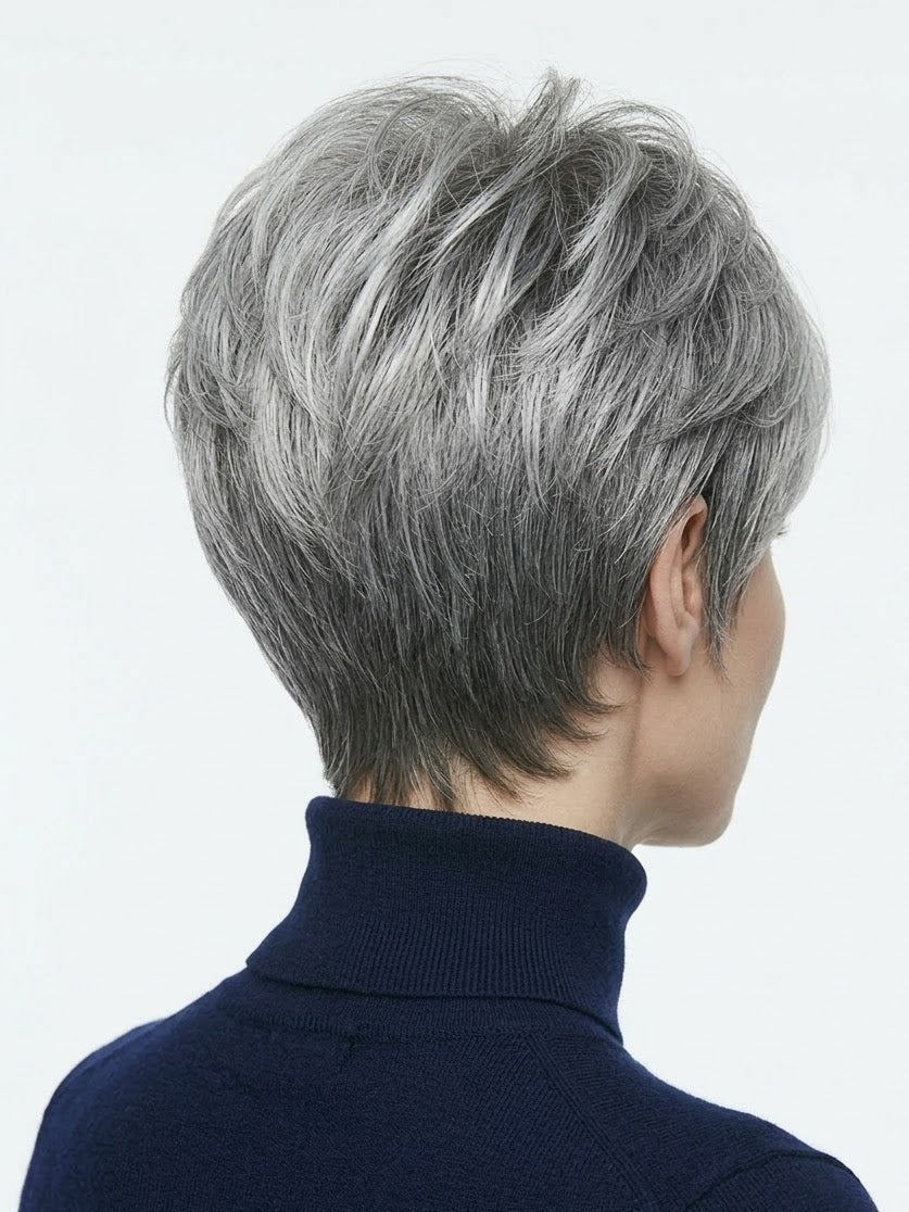 Zebaish Short Silver And Grey Wig With Bangs | Zebaish Wigs & Extensions